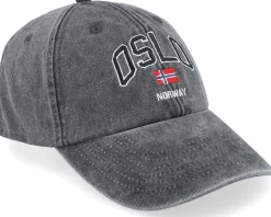 Oslo Norway Washed Black Dad Cap - Iconic