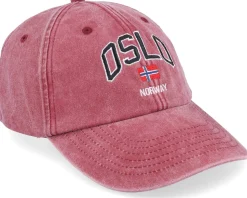 Oslo Norway Washed Red Dad Cap - Iconic