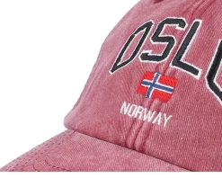 Oslo Norway Washed Red Dad Cap - Iconic
