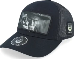Outlaw With Revolver Black A-Frame Trucker - Bearded Man