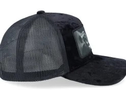 Outlaw With Revolver Velvet Black A-Frame Trucker - Bearded Man