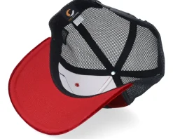 Outlaw With Revolver Velvet Red/Black A-Frame Trucker - Bearded Man