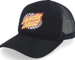Oval Check Flame Black Trucker - Santa Cruz