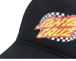 Oval Check Flame Black Trucker - Santa Cruz