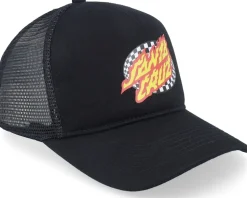 Oval Check Flame Black Trucker - Santa Cruz