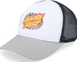 Oval Check Flame White/Stone Grey Trucker - Santa Cruz