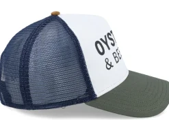 Oysters & Beer White/Olive/Navy Coastal Trucker - Coastal