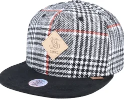6P Sb Check Tweed Black Snapback - Djinns