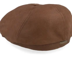 6-panel Brown Calf Leather Flatcap - Stetson