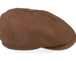 6-panel Brown Calf Leather Flatcap - Stetson