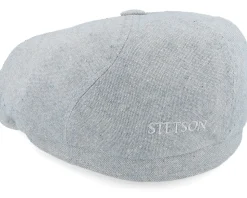 6-panel Cap Cotton Sustainable Light Blue Flat Cap - Stetson