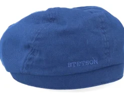 6-Panel Cap Cotton Twill Blue Flat Cap - Stetson