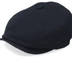 6-Panel Cap Cotton Twill Black Flat Cap - Stetson