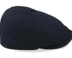 6-Panel Cap Cotton Twill Black Flat Cap - Stetson