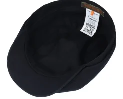 6-Panel Cap Cotton Twill Black Flat Cap - Stetson