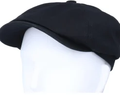 6-Panel Cap Cotton Twill Black Flat Cap - Stetson
