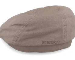 6-Panel Cap Cotton Twill Khaki Flat Cap - Stetson