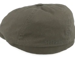 6-panel Cap Cotton Twill Military Olive Flat Cap - Stetson