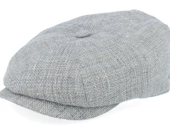 8-panel Cap Hopsack Grey/Blue Flat Cap - Lierys