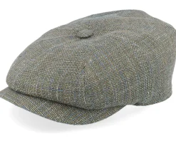 8-panel Cap Hopsack Grey/Blue Flat Cap - Lierys