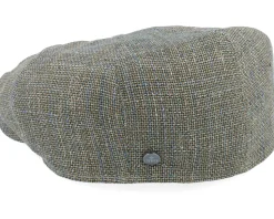 8-panel Cap Hopsack Olive/Brown Flat Cap - Lierys