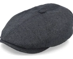 6-Panel Cap Silk Charcoal/Black Flat Cap - Stetson