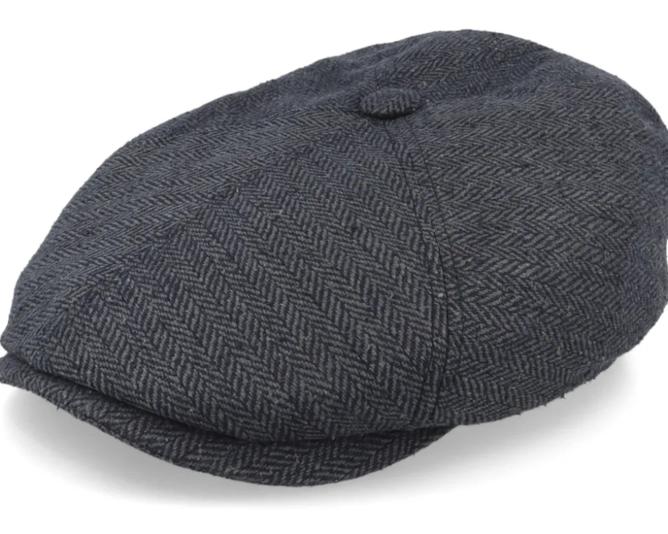 6-Panel Cap Silk Charcoal/Black Flat Cap - Stetson