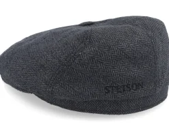 6-Panel Cap Silk Charcoal/Black Flat Cap - Stetson