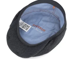 6-Panel Cap Silk Charcoal/Black Flat Cap - Stetson