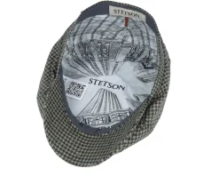 6-panel Cap Silk Houndstooth Blue/Brown Flat Cap - Stetson