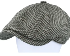 6-panel Cap Silk Houndstooth Blue/Brown Flat Cap - Stetson