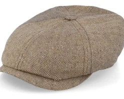 6-Panel Cap Silk/Cotton Khaki Flat Cap - Stetson