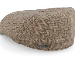 6-Panel Cap Silk/Cotton Khaki Flat Cap - Stetson