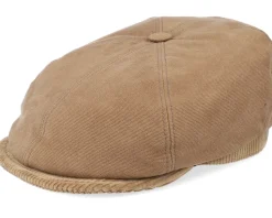 6-Panel Cap Soft Cotton/Cord Brown Flat Cap - Stetson