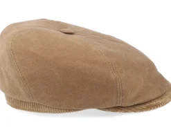 6-Panel Cap Soft Cotton/Cord Brown Flat Cap - Stetson
