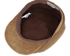 6-Panel Cap Soft Cotton/Cord Brown Flat Cap - Stetson