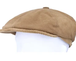 6-Panel Cap Soft Cotton/Cord Brown Flat Cap - Stetson