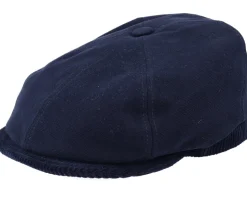 6-Panel Cap Soft Cotton/Cord Navy Flat Cap - Stetson