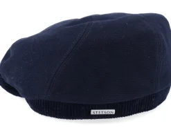 6-Panel Cap Soft Cotton/Cord Navy Flat Cap - Stetson