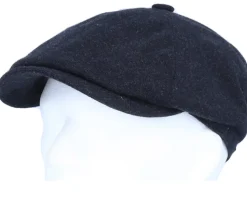 6-Panel Cap Virgin Wool/Cashmere Heather Black Flat Cap - Stetson