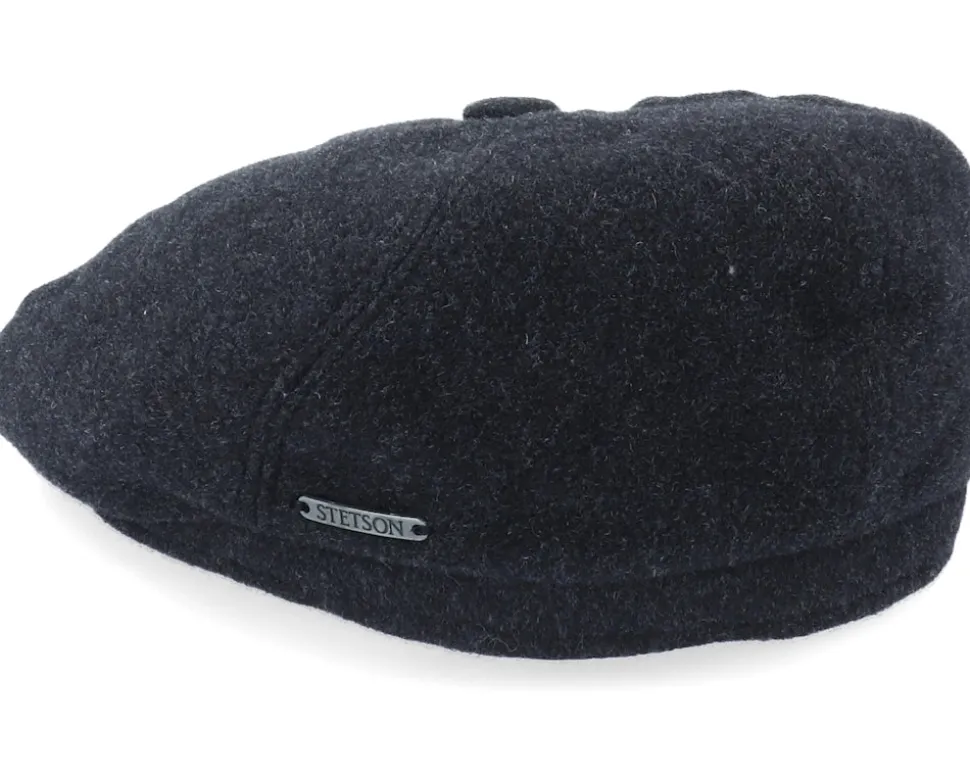 6-Panel Cap Wool/Cashmere Black Flat Cap - Stetson