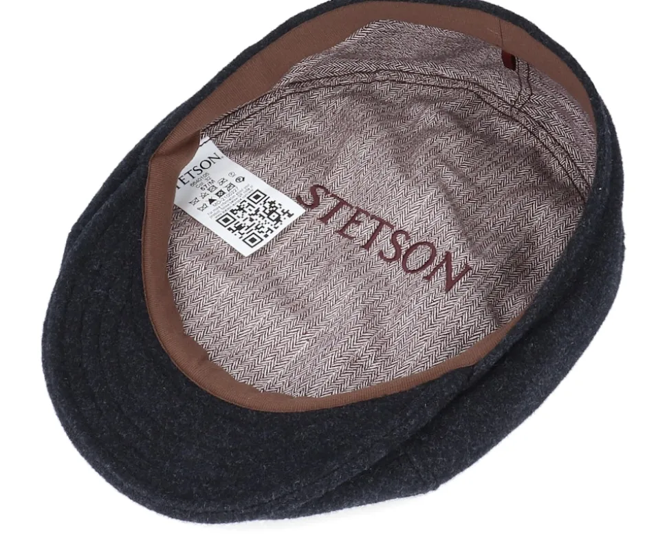 6-Panel Cap Wool/Cashmere Black Flat Cap - Stetson