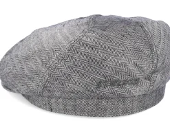6-Panel Linen Fischgrat Grey Flat Cap - Stetson