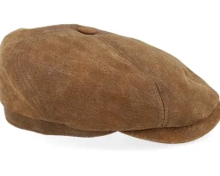 6-panel Pigskin Brown Flat Cap - Stetson