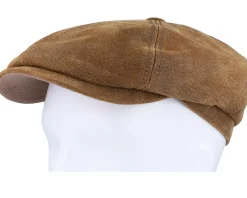 6-panel Pigskin Brown Flat Cap - Stetson