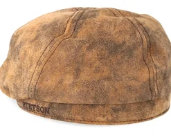 6-Panel Pigskin Brown Flat Cap - Stetson