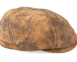 6-Panel Pigskin Brown Flat Cap - Stetson