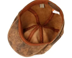 6-Panel Pigskin Brown Flat Cap - Stetson