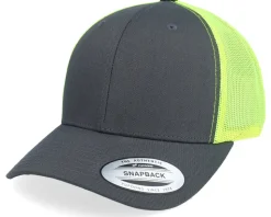 6-Panel Retro Trucker 2-Tone Charcoal/Neon Green Trucker - Yupoong