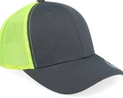 6-Panel Retro Trucker 2-Tone Charcoal/Neon Green Trucker - Yupoong